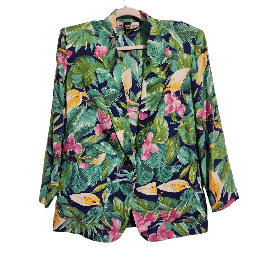 Beautiful Lucia Petites Floral Singe Button Jacket Size 6 - Picture 1 of 6